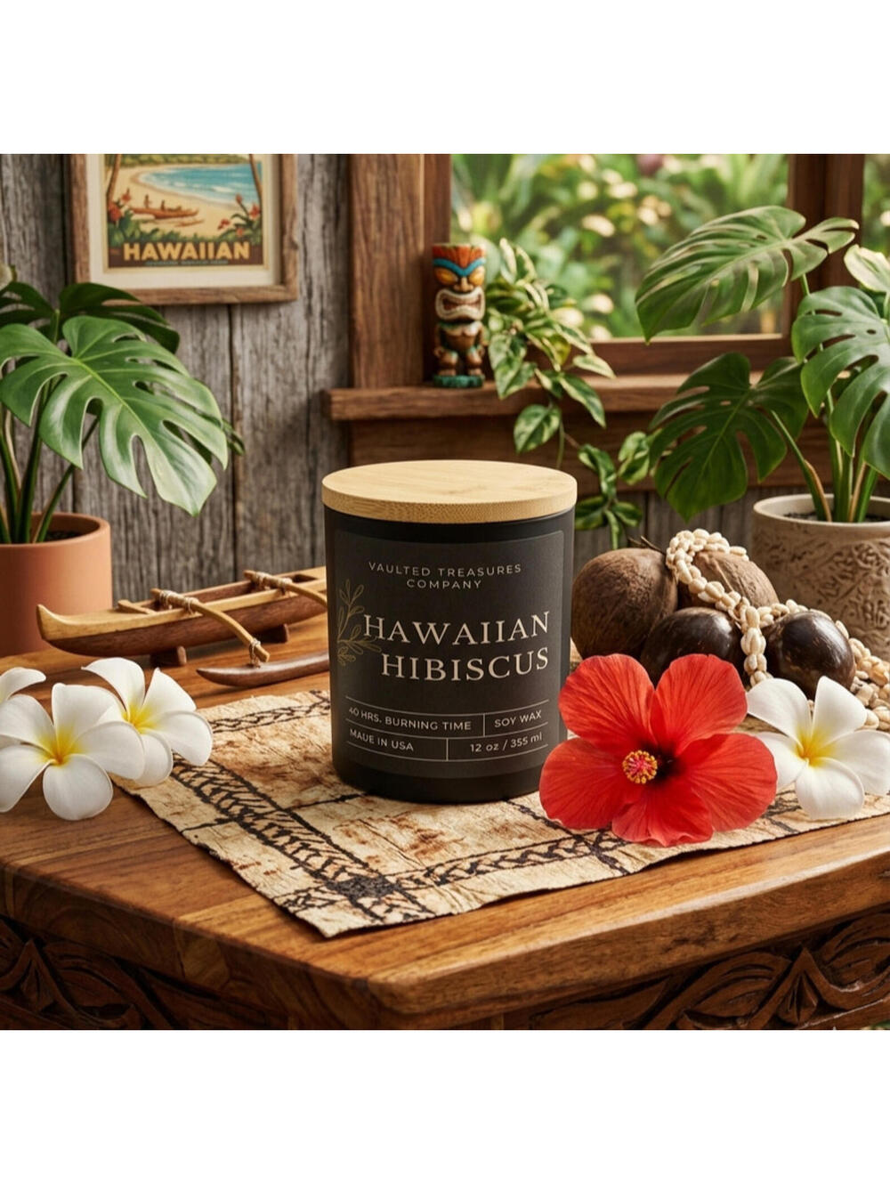Hawaiian Hibiscus Handmade Premium Soy Candle 12oz